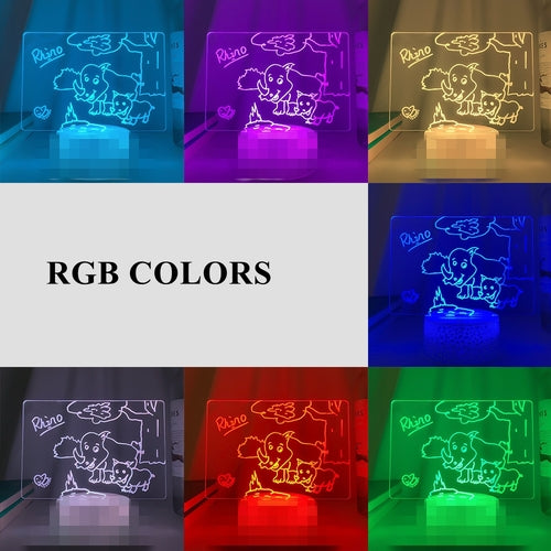 Wood Table Night Lamp with Message Board